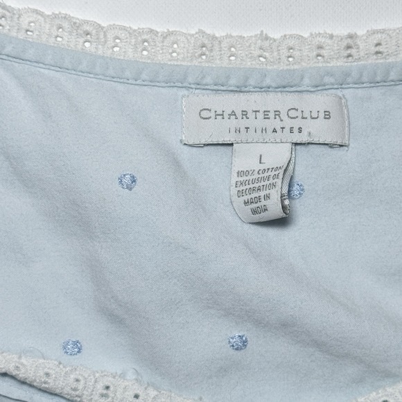 Charter Club Sky Blue 100% Cotton Sleeveless Nightgown - Picture 3 of 7